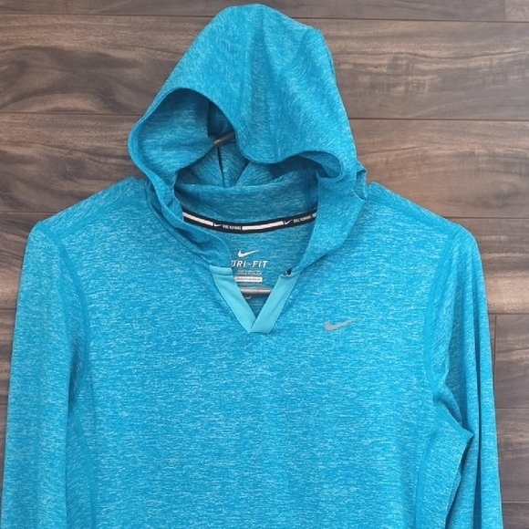 Nike Teal Blue Dri-FIT Lightweight Performance Running Hoodie Small - Picture 4 of 6